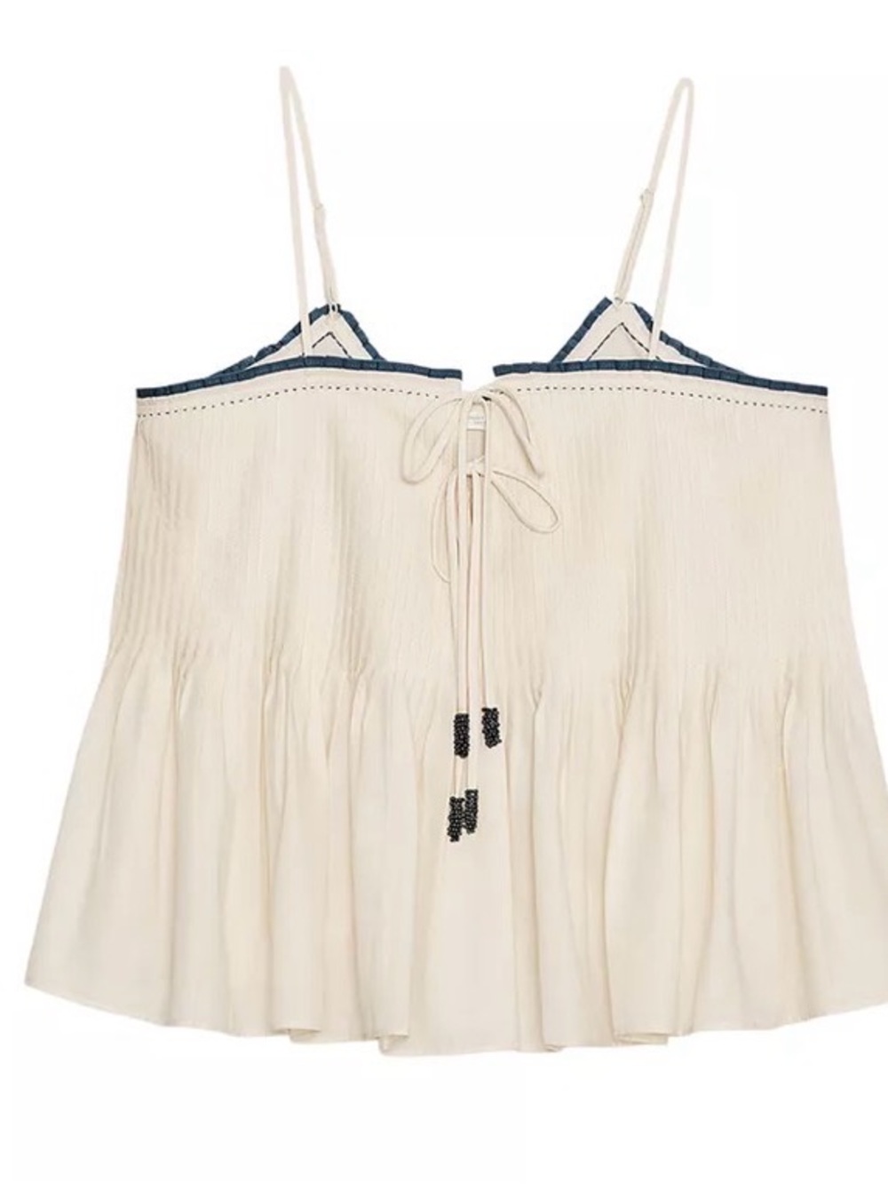 Zara Cream Spaghetti Strap Camisole with Navy Trim